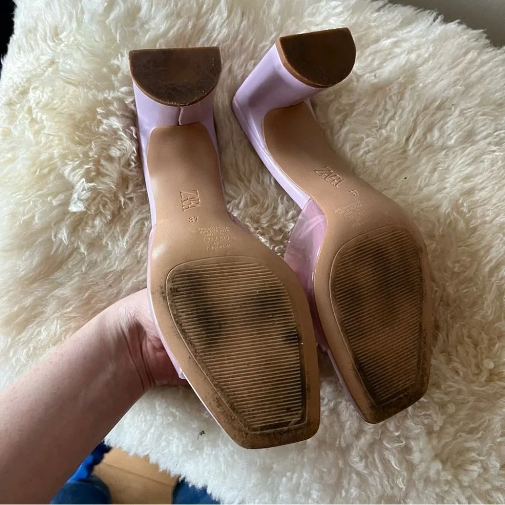 Zara Purple Jelly Vinyl Chunky  Barbie Heels - Picture 8 of 8